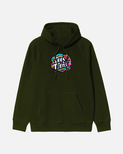 "TEES & TEENS" Vibrant Graphic Printed Unisex Hoodie