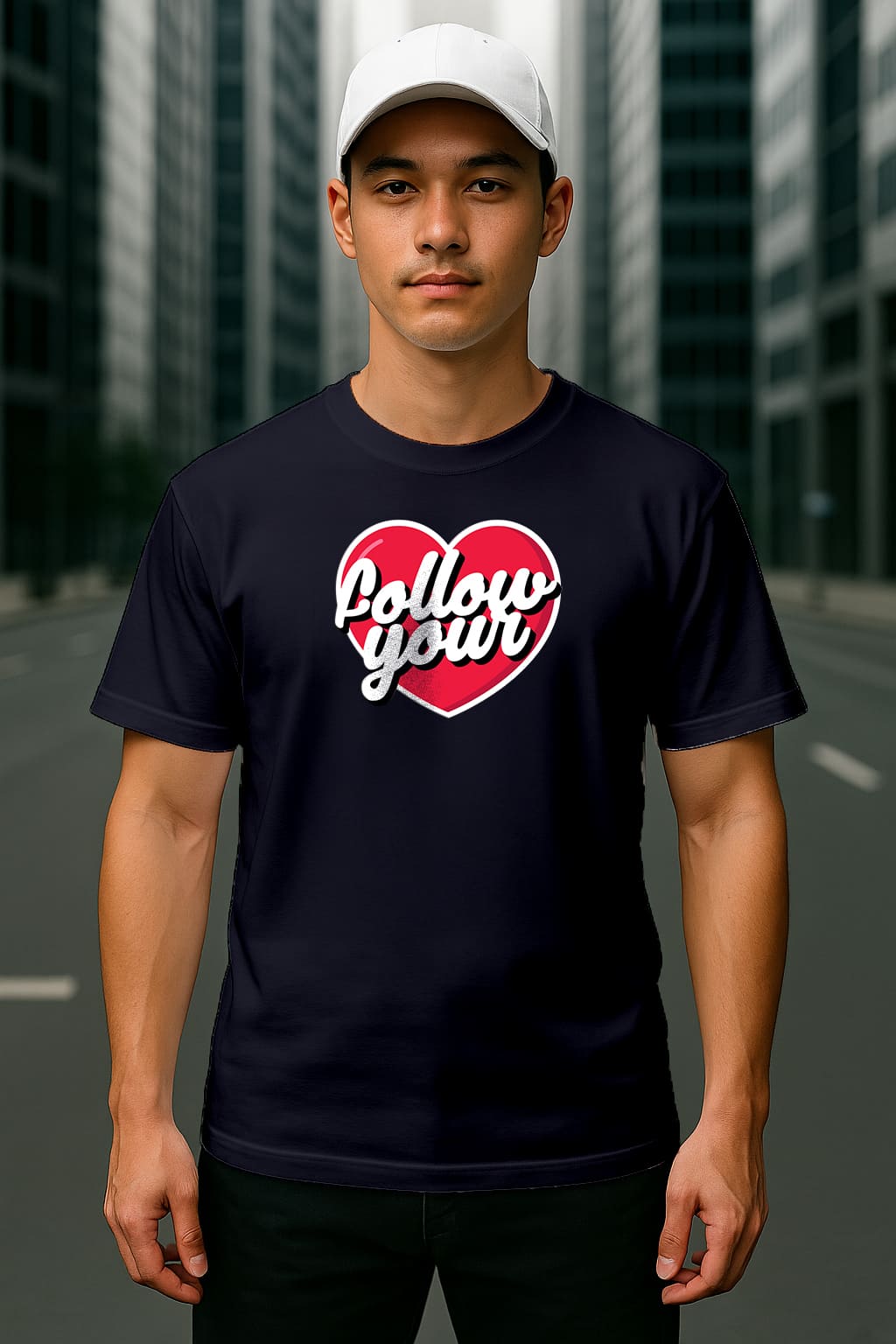 "FOLLOW YOUR HEART " PRINTED OVERSIZE