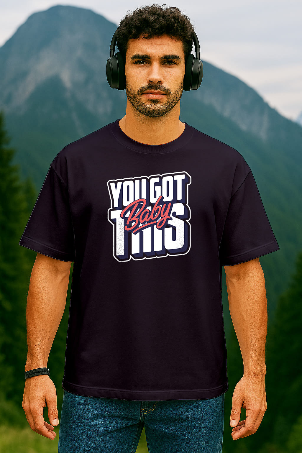 "YOU GOT THIIS" PRINTED OVERSIZE TSHIRT
