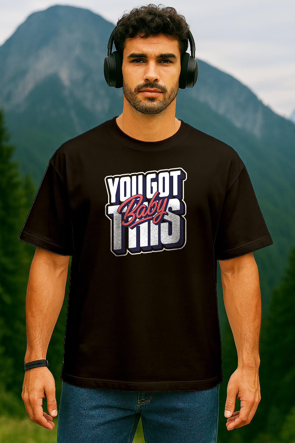 "YOU GOT THIIS" PRINTED OVERSIZE TSHIRT