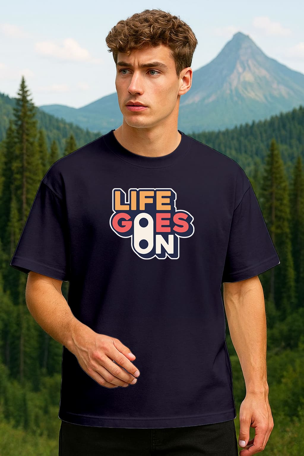 " LIFE GOES ON" PRINTED OVERSIZE TSHIRT