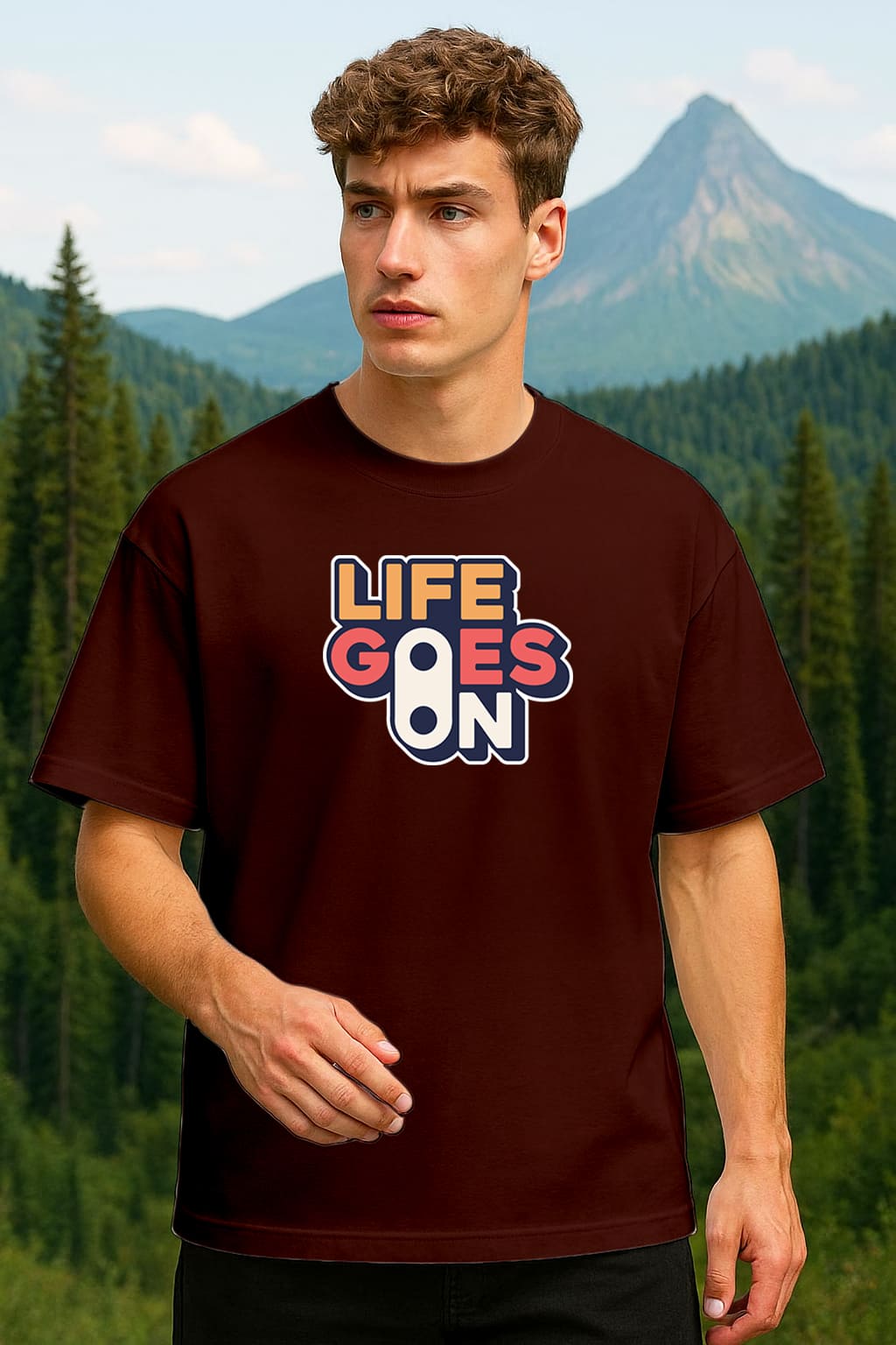 " LIFE GOES ON" PRINTED OVERSIZE TSHIRT