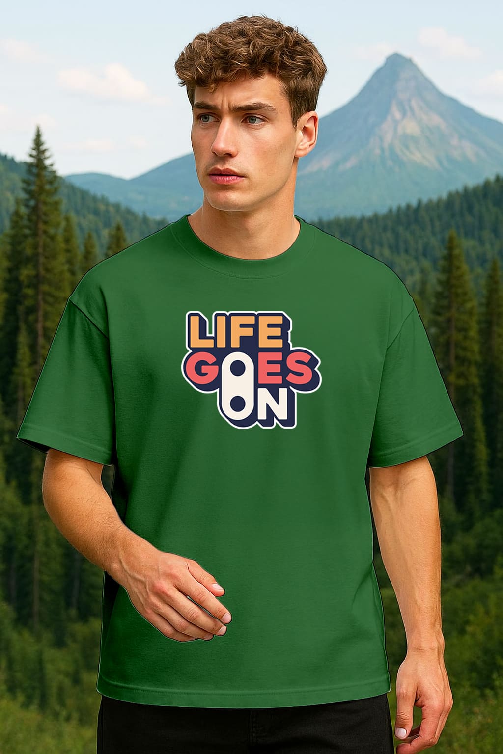 " LIFE GOES ON" PRINTED OVERSIZE TSHIRT