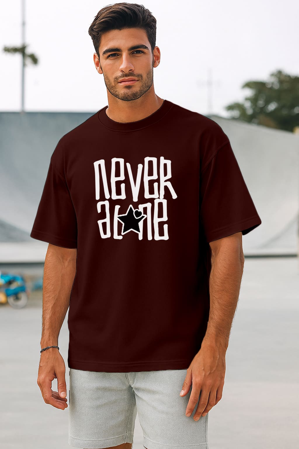 "NEVER ALONE" OVERSIZE THSIRT
