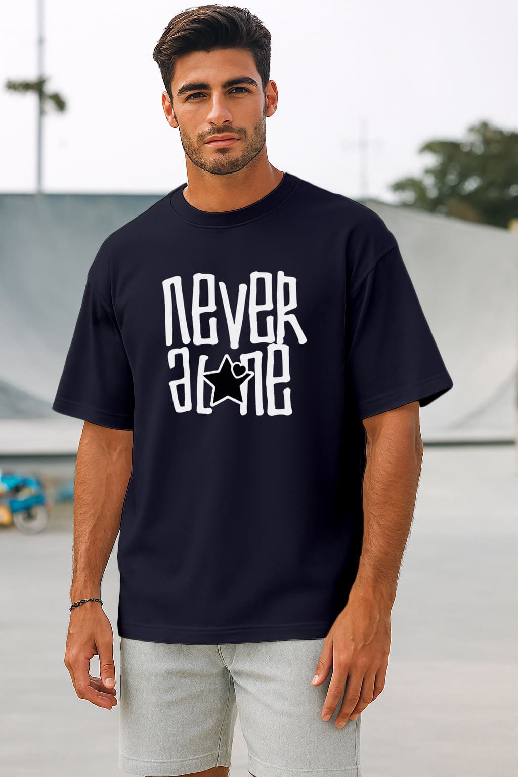 "NEVER ALONE" OVERSIZE THSIRT