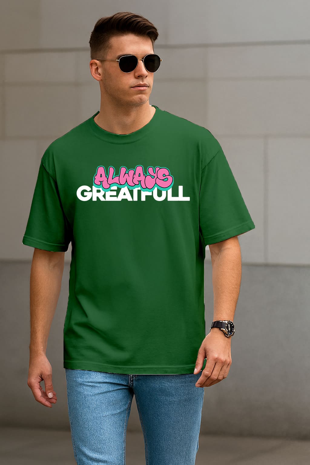 "ALWAYS GREATFUL" OVERSIZE TSHIRT