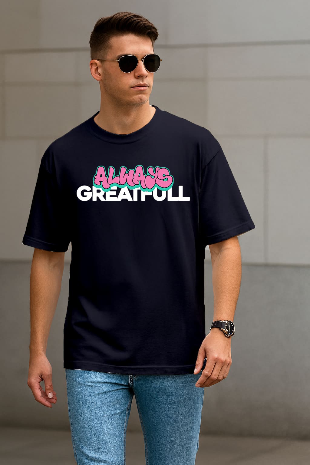 "ALWAYS GREATFUL" OVERSIZE TSHIRT