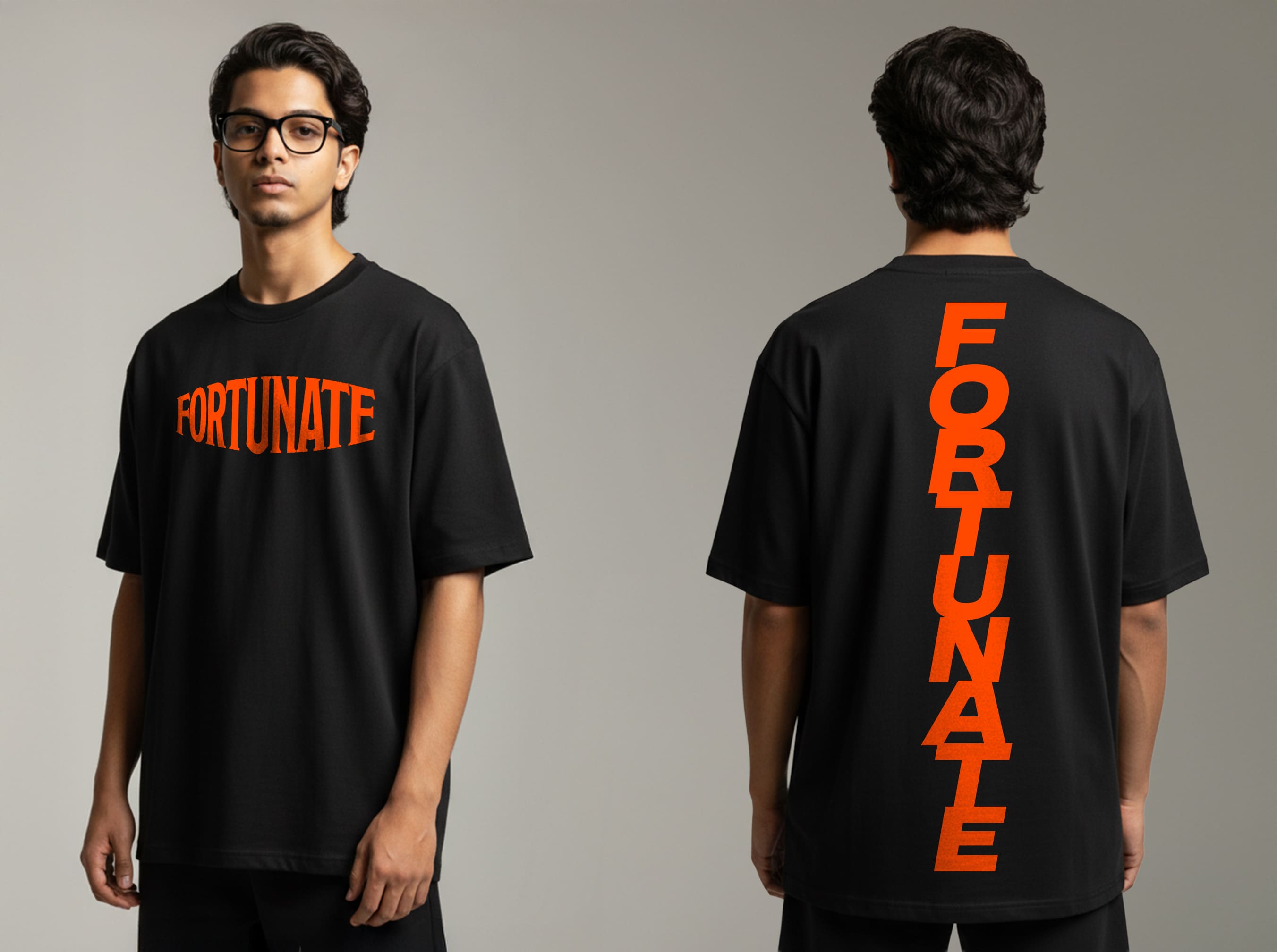 "FORTUNATE" OVERSIZE PRINTED TSHIRT