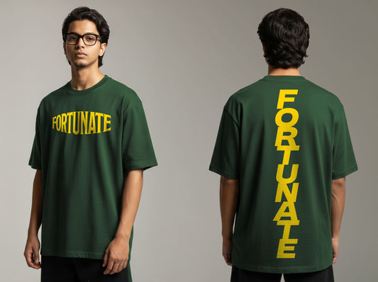 "FORTUNATE" OVERSIZE PRINTED TSHIRT
