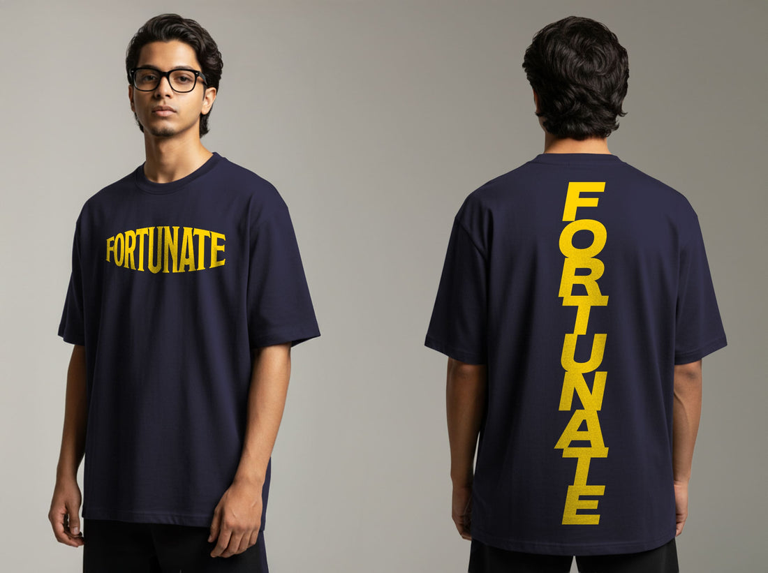 "FORTUNATE" OVERSIZE PRINTED TSHIRT