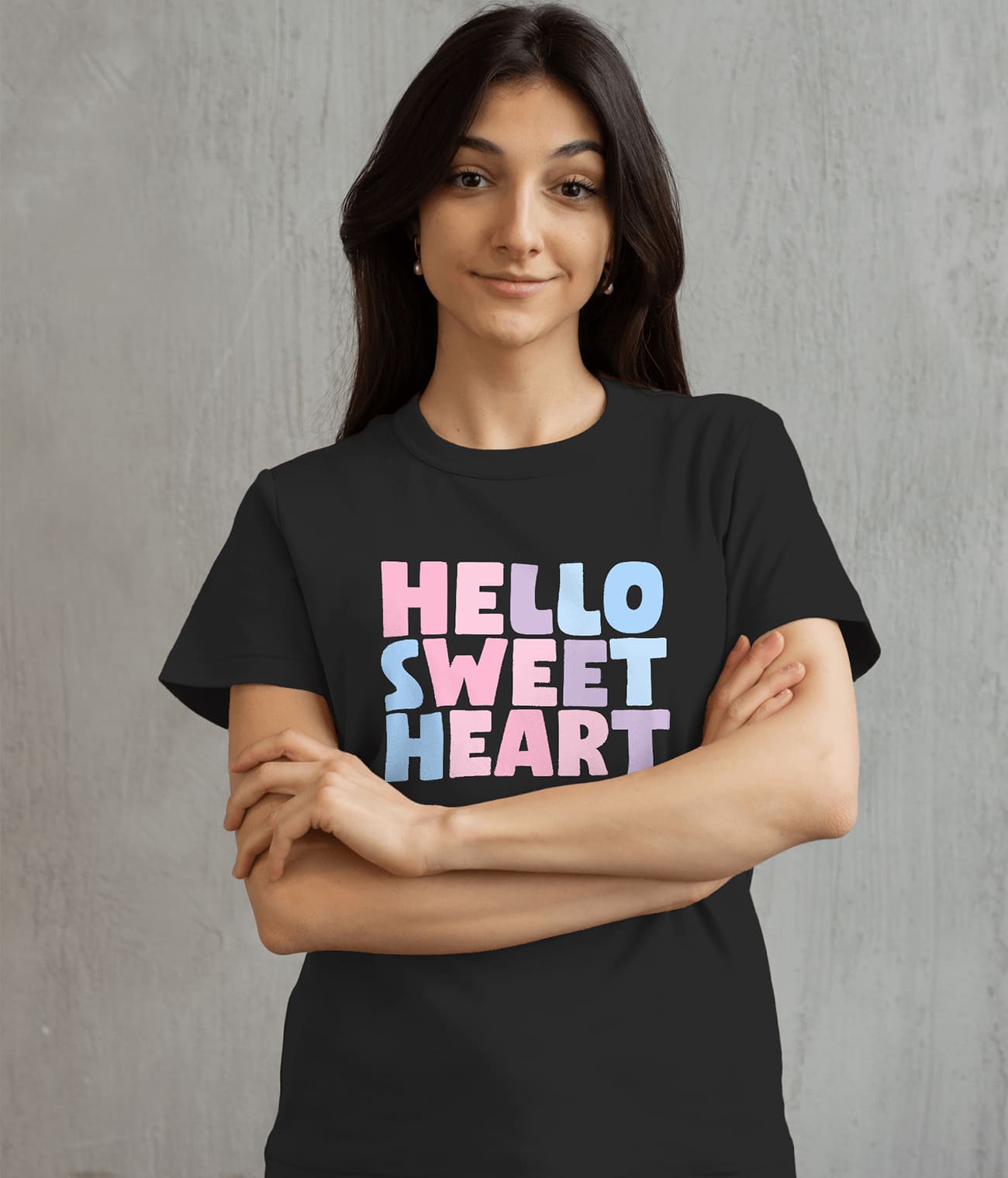 "HELLO SWEET HEART" Printed T shirt for Women