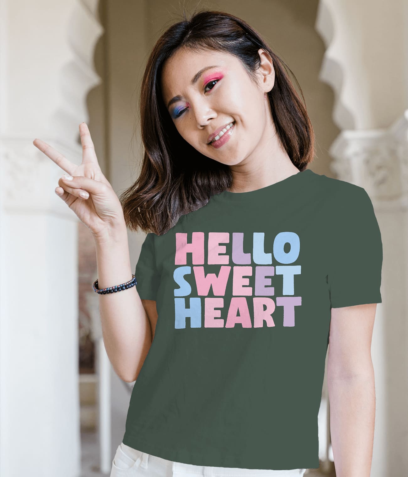 "HELLO SWEET HEART" Printed T shirt for Women