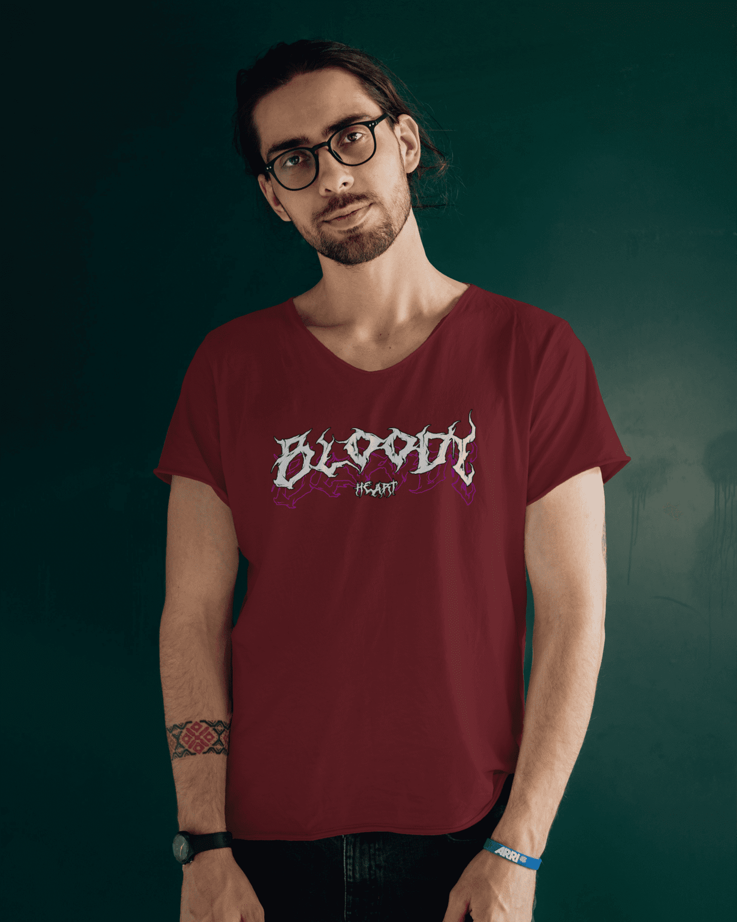 "Bloody heart"printed tshirt for mens