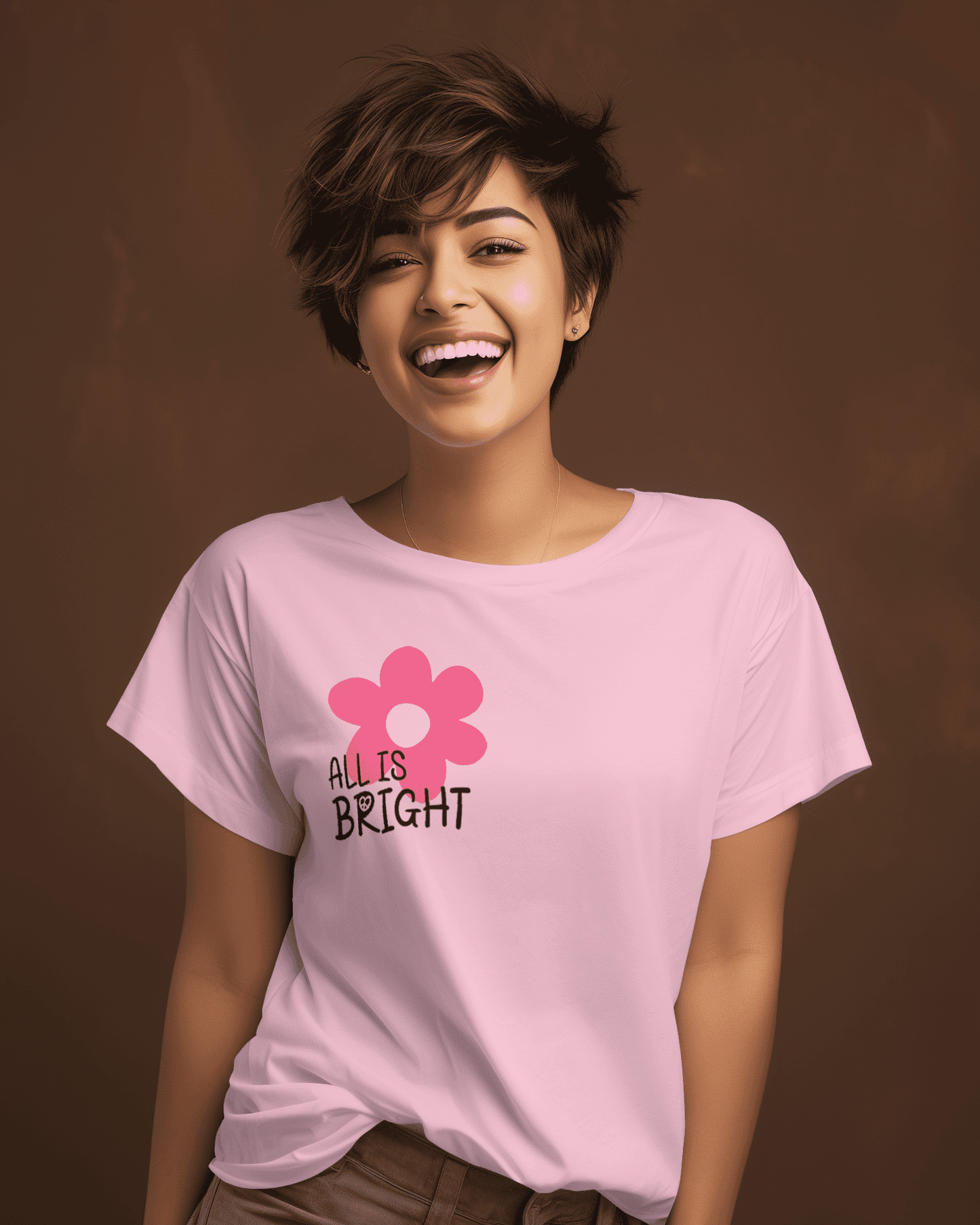 "ALL IS BRIGHT" Printed T shirt for Women