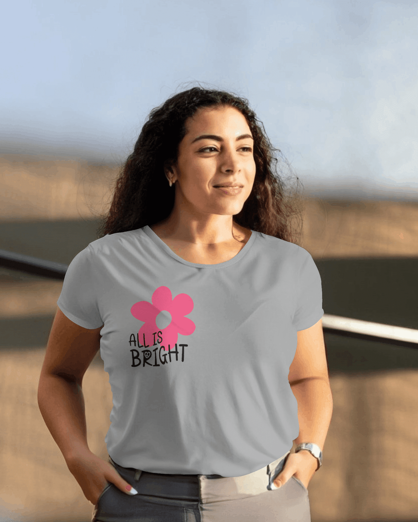 "ALL IS BRIGHT" Printed T shirt for Women