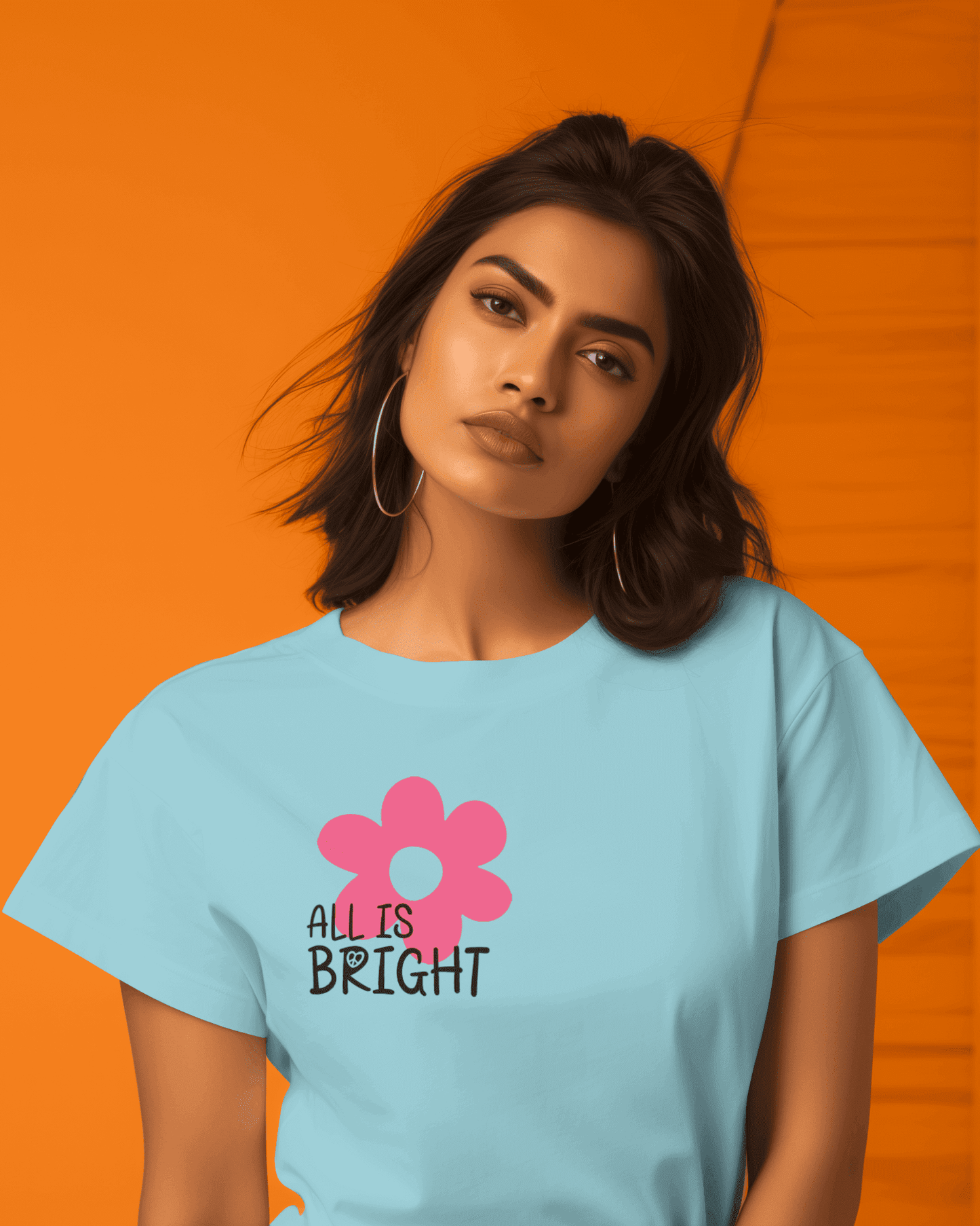 "ALL IS BRIGHT" Printed T shirt for Women