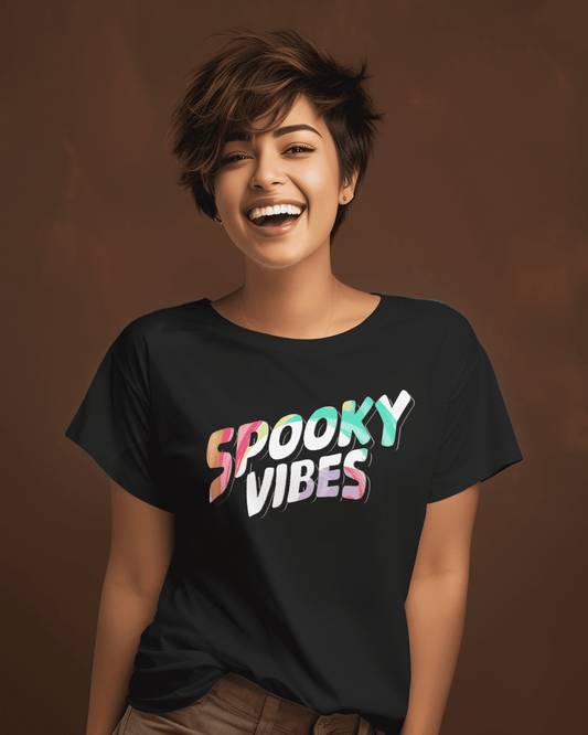 "SPOOKY VIBES" Printed T shirt for Women