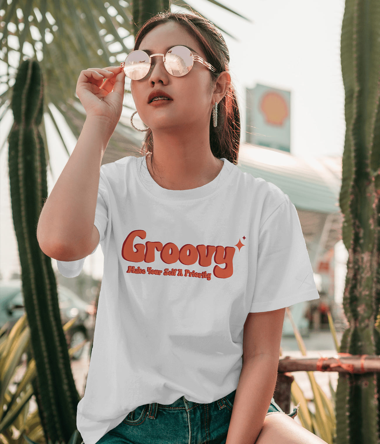 "GROOVY" Printed T shirt for Women