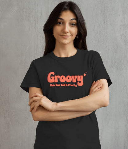 "GROOVY" Printed T shirt for Women