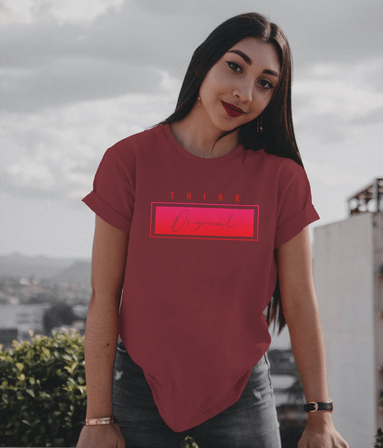 "THINK ORGINAL" Printed T shirt for Women