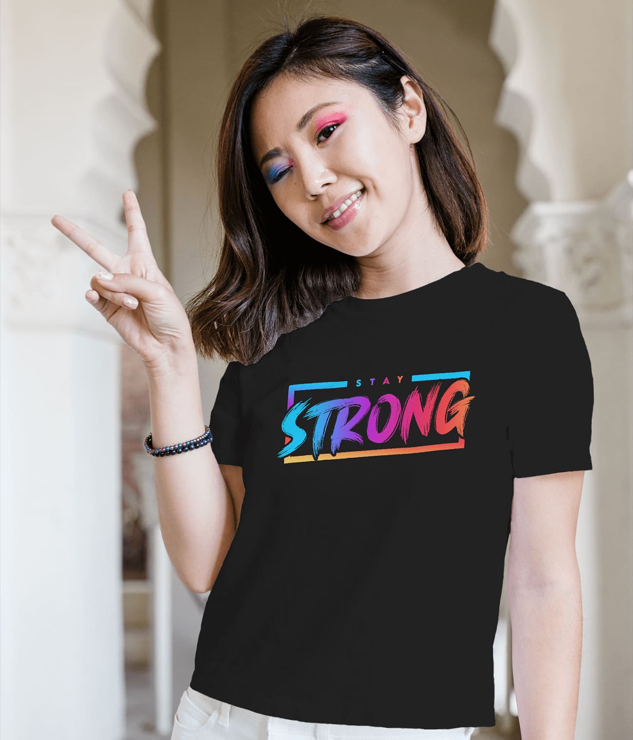 "STAY STRONG" Printed T shirt for Women