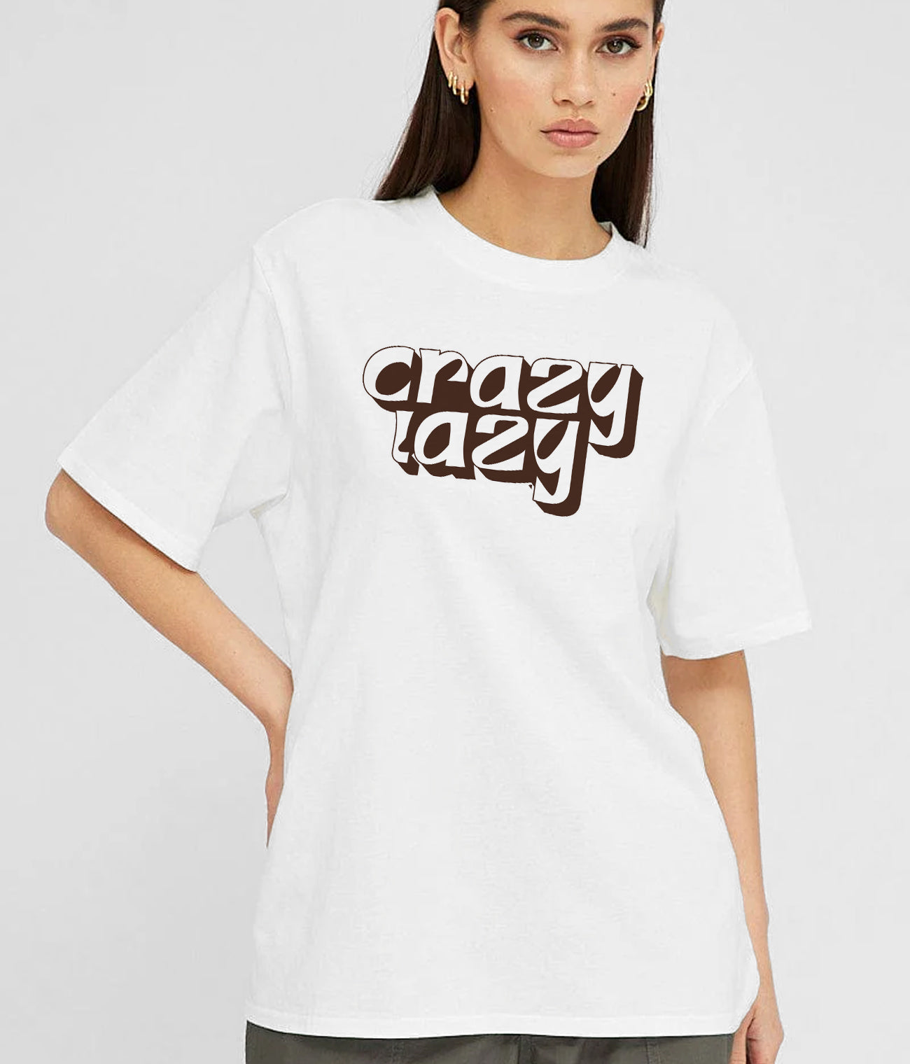 "CRAZY LAZY" Printed T shirt for Women