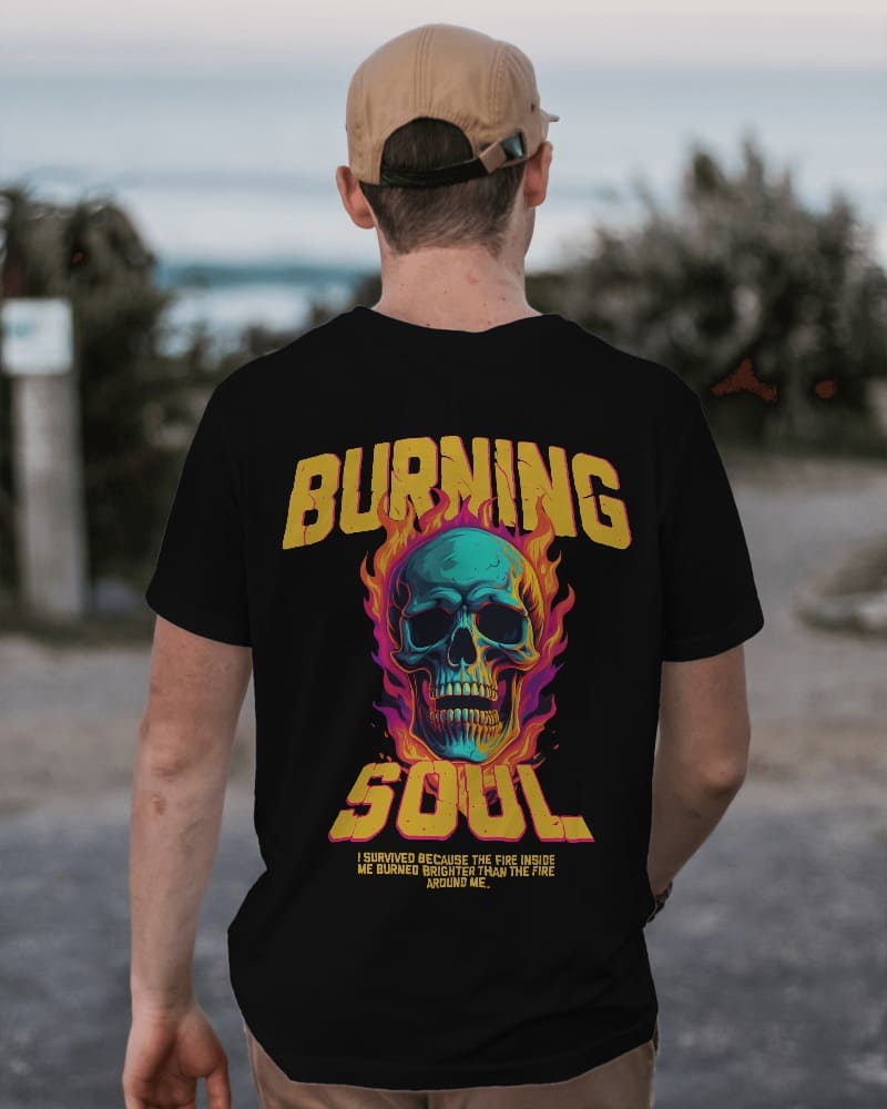 "burninf soul" printed tshirt