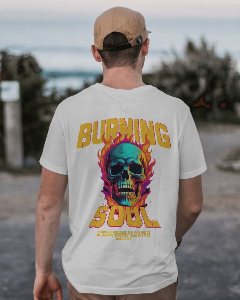 "burninf soul" printed tshirt