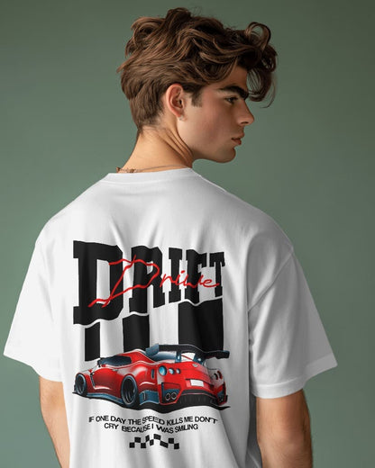 "drift drive" printed oversized tshirt