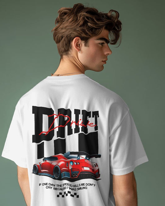 "drift drive" printed oversized tshirt