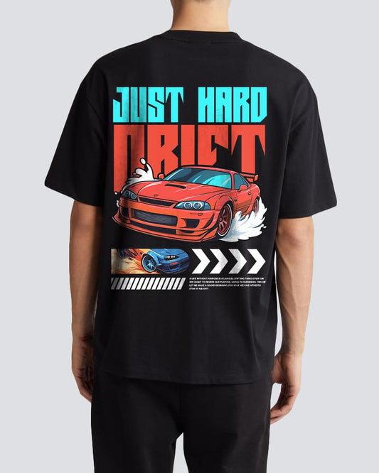 "JUST HARD DRIFT" Printed Oversize T shirt