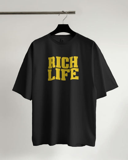 "RICH LIFE" Printed Oversize T shirt