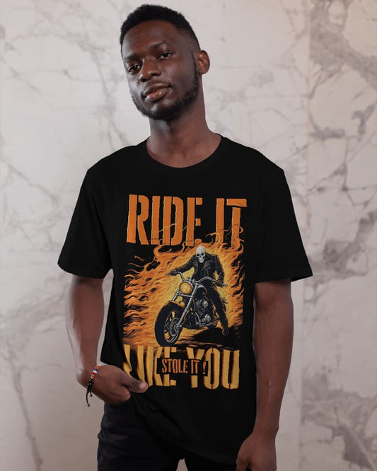 "RIDE IT LIKE YOU STOLE IT" Printed Oversize T shirt