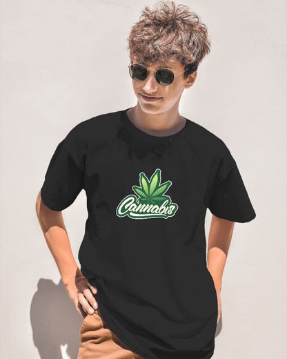 "CANNABIS" Printed Oversize T shirt