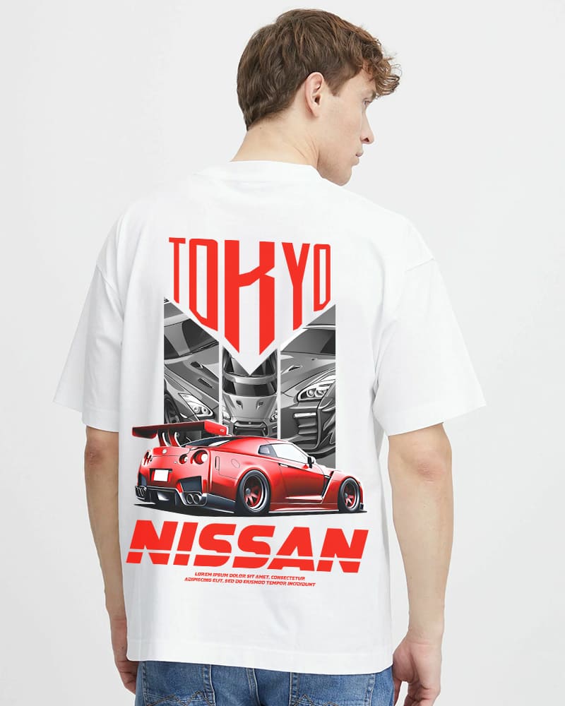 "TOKYO NISSAN" Printed Oversize T shirt