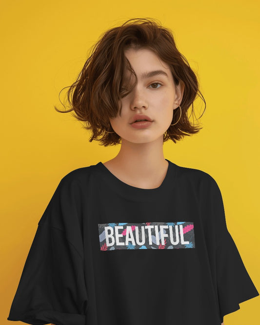 "BEAUTIFUL" Printed t shirt for Women