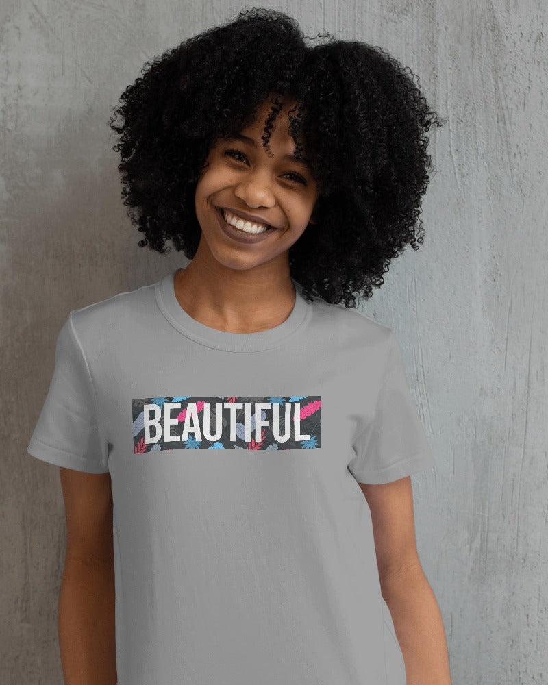 "BEAUTIFUL" Printed t shirt for Women