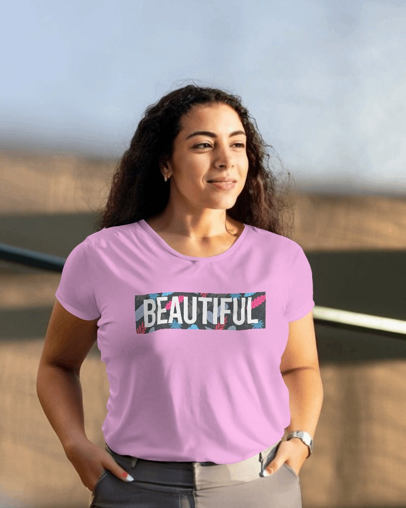 "BEAUTIFUL" Printed t shirt for Women