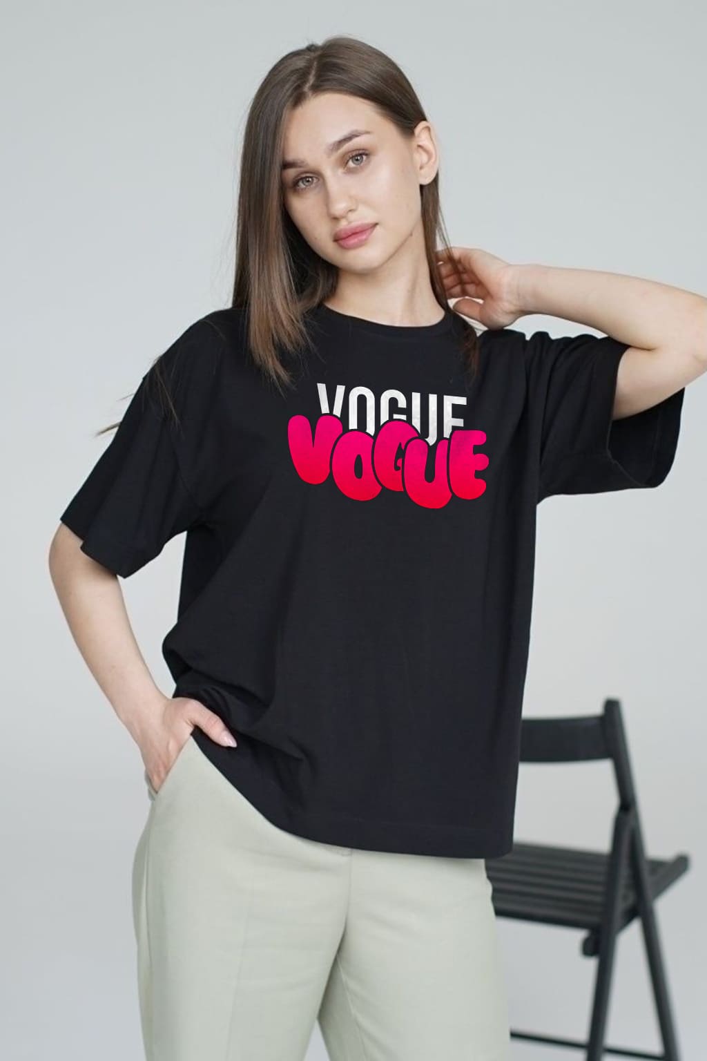 "VOUGE" OVERSIZE PRINTED TSHIRT