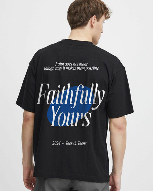 "FAITHFULLY YOURS" Printed Oversize T shirt