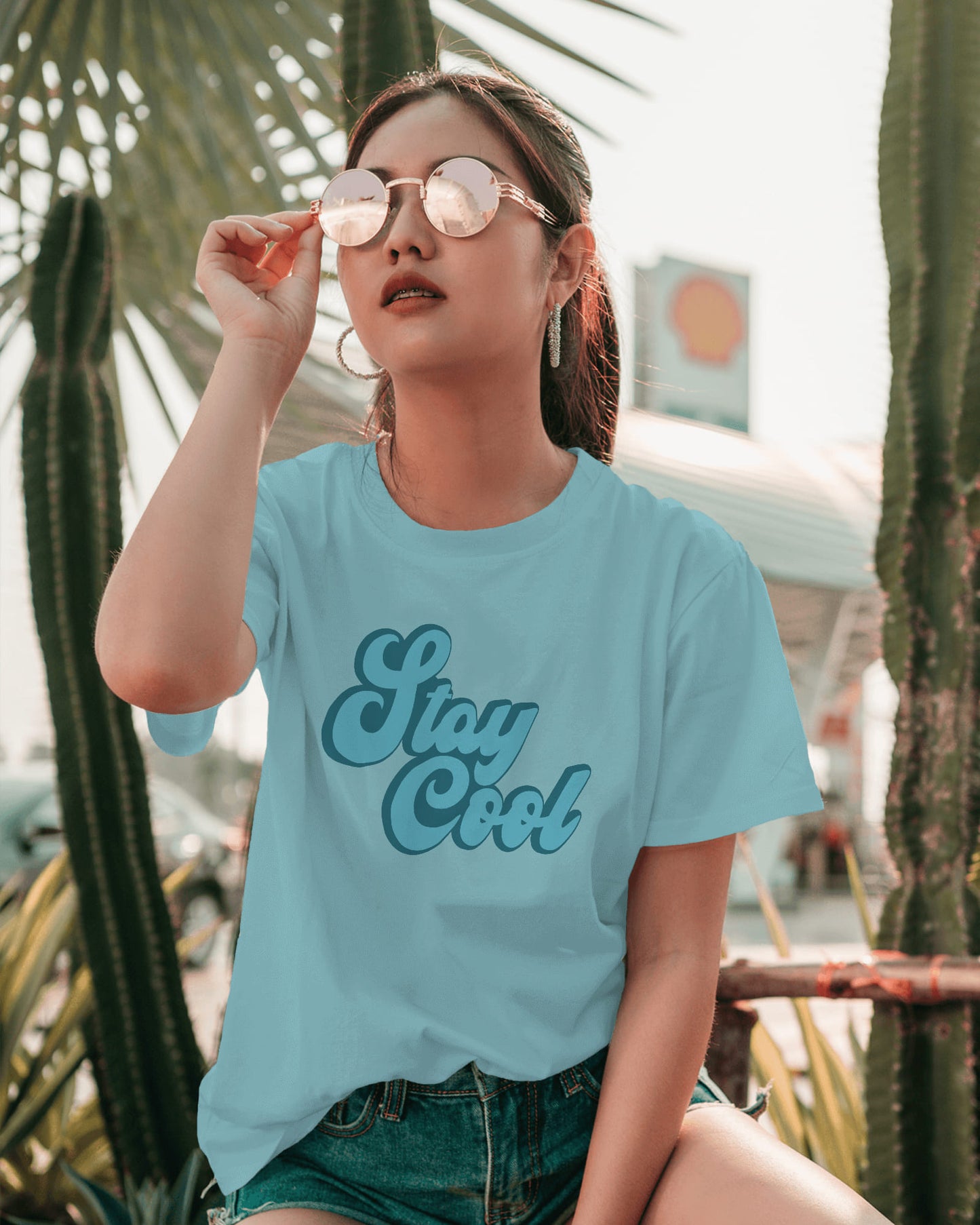 "STAY COOL" Printed T shirt for Women