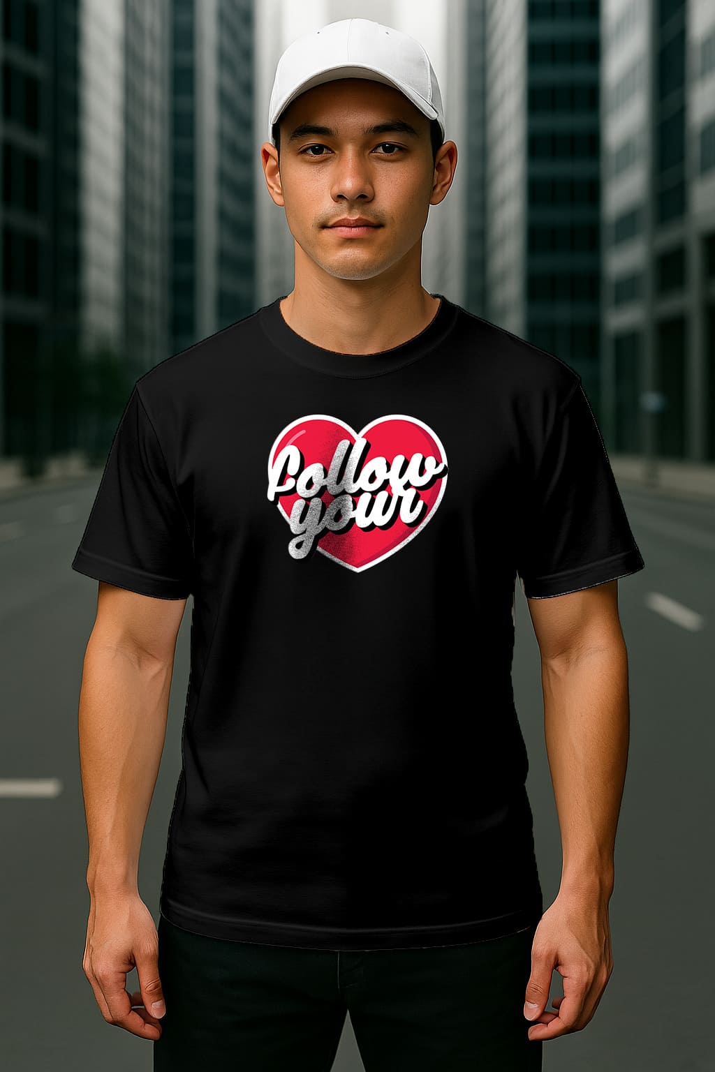 "FOLLOW YOUR HEART " PRINTED OVERSIZE